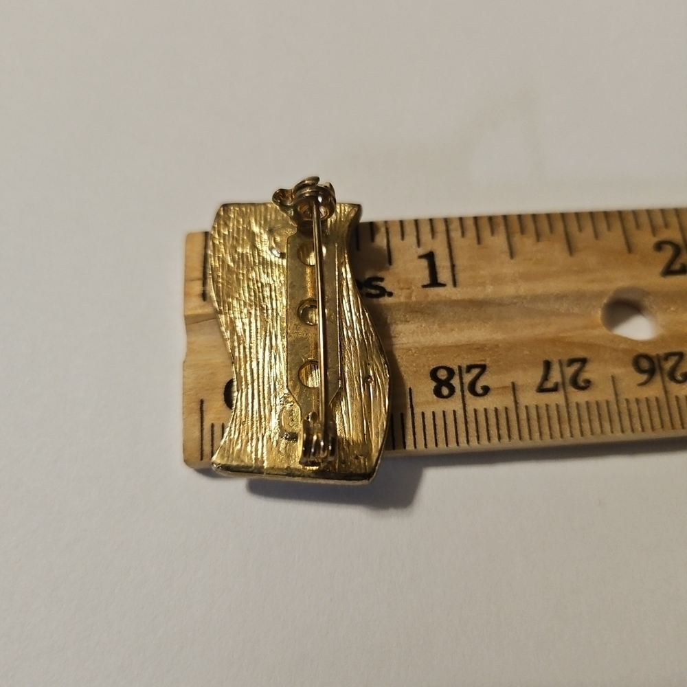 Vintage Rhinestone USA American Flag July 4 Patriotic GoldTone Brooch Pin - Picture 3 of 14